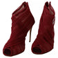 Red Tulle Ankle Boots Stiletto Heels Shoes