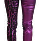 Purple Leopard Cotton Slim Fit Denim Jeans
