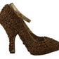 Gold Roses Embellished Heels Pumps Shoes