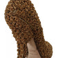 Gold Roses Embellished Heels Pumps Shoes