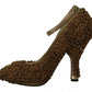 Gold Roses Embellished Heels Pumps Shoes