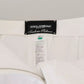 White Jacquard Cotton Blend Mid Waist Pants
