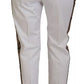 White Jacquard Cotton Blend Mid Waist Pants