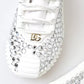 White NS1 Canvas Leather Embellished Sneakers Shoes