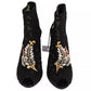 Black Crystal Lace Booties Stilettos Shoes
