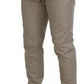 Beige Cotton Chino Men Formal Pants