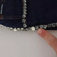 Blue Denim Stretch Crystal Hot Pants Shorts