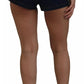 Blue Denim Stretch Crystal Hot Pants Shorts
