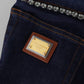 Blue Denim Stretch Crystal Hot Pants Shorts