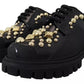 Black Leather Trekking Derby Embellished Shoes