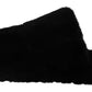 Black Polyester Faux Fur Mens Flats Sandals Shoes