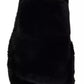 Black Polyester Faux Fur Mens Flats Sandals Shoes