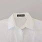 White Cotton Button Front Short Sleeve Shirt