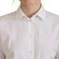 White Cotton Button Front Short Sleeve Shirt
