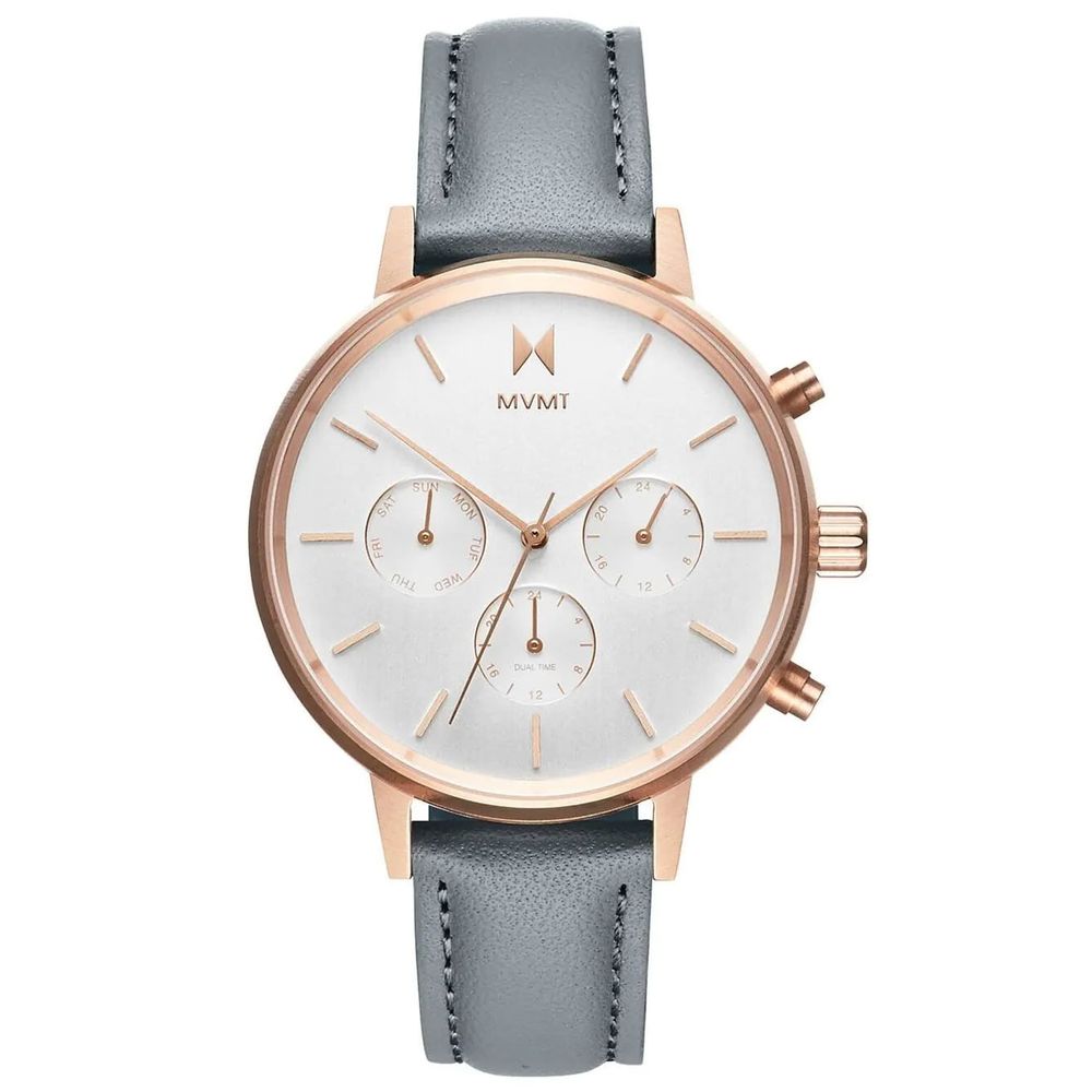 Gray Leather Dress Watch