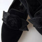 Black Velvet Flats Bow Young Queen Shoes
