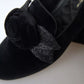 Black Velvet Flats Bow Young Queen Shoes