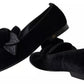 Black Velvet Flats Bow Young Queen Shoes