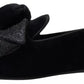 Black Velvet Flats Bow Young Queen Shoes