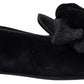 Black Velvet Flats Bow Young Queen Shoes