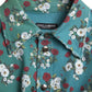 Blue Floral Cotton Button Down Denim Shirt