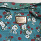 Blue Floral Cotton Button Down Denim Shirt