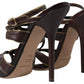 Brown Ankle Strap Stiletto Heels Sandals Shoes