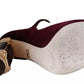 Red Velvet Gold Crystals Heels Mary Janes Shoes