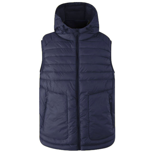 Blue Nylon Sleveless Jacket