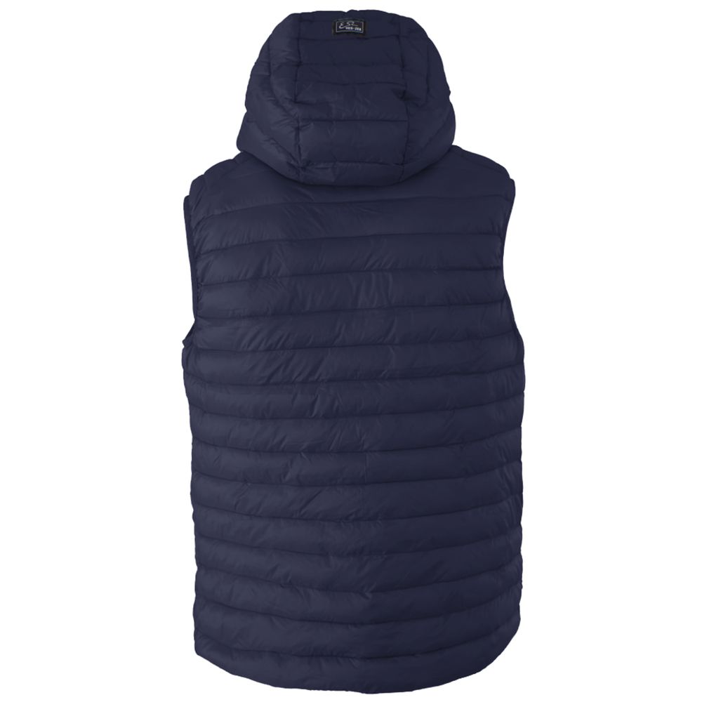 Blue Nylon Sleveless Jacket