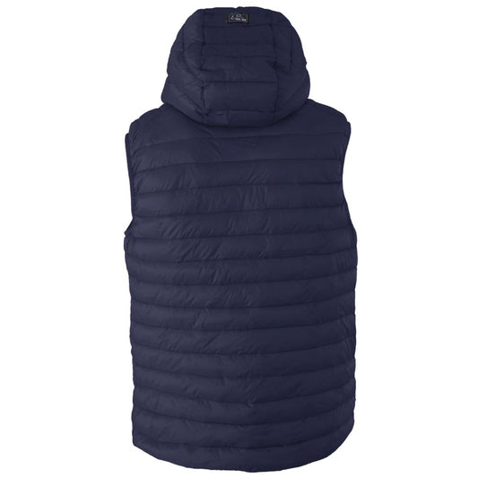 Blue Nylon Sleveless Jacket