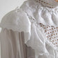 White Cotton Lace Trim Turtle Neck Blouse
