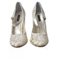 White Lace Crystals Heels Sandals Shoes