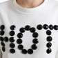 White Cotton Stretch Black HOT Crystal T-shirt