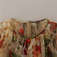 Beige Floral Sleeveless Round Neck Mini Dress