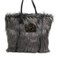 Black Oversize Faux Fur Shopping Tote Bag