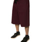 Maroon Cotton Mid Waist Bermuda Shorts