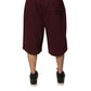 Maroon Cotton Mid Waist Bermuda Shorts