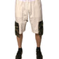 Beige Cotton Men Casual Cargo Bermuda Shorts