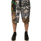 Multicolor Patchwork Linen Bermuda Shorts