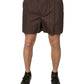Brown Cotton Blend Men Mid Waist Shorts