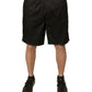 Black Polyester Jersey Mid Waist Shorts