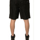 Black Polyester Jersey Mid Waist Shorts