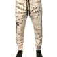 White Printed Cotton Jogger Sweatpants Pants