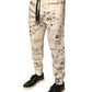 White Printed Cotton Jogger Sweatpants Pants