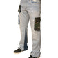 Light Blue Cotton Cargo Straight Denim Jeans