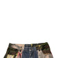 Blue Patchwork Cotton Straight Denim Jeans