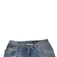 Blue Tattered Straight Cropped Denim Jeans