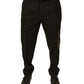 Black Cotton Men Cargo Casual Pants
