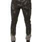 Gray Embellished Cotton Skinny Denim Jeans